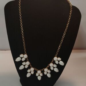 White Stone Beaded‎ Statement Necklace
